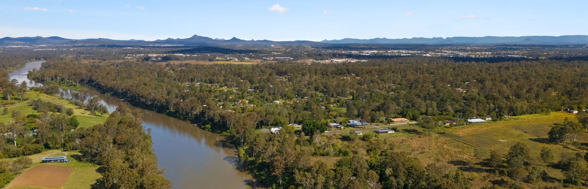 Aerial outlook over Karalee toward the ranges